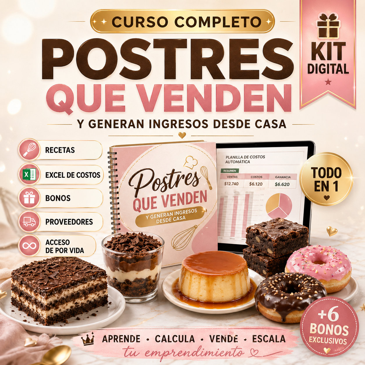 CURSO COMPLETO - Postres que venden y generan ingresos desde casa + Bonos + Extras